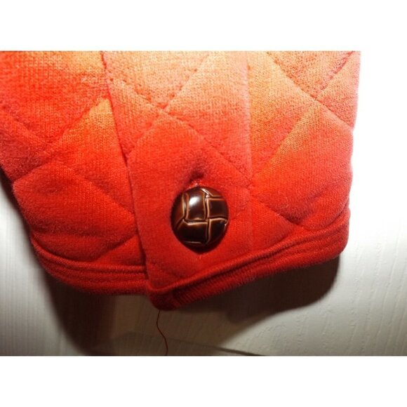 Talbots Petites PP Red Quilted Cotton Jacket Pockets Button Up - Picture 9 of 9
